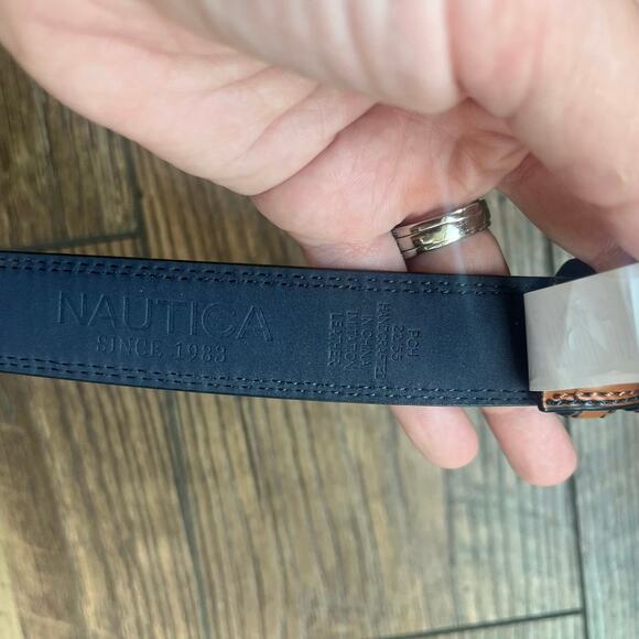 Nautica Boys BELT Double Loops Stitched Edge Camel Brown Imitation Leather Sz 22 - Picture 4 of 6
